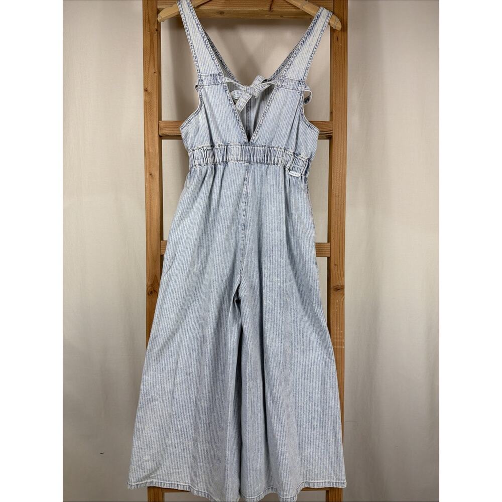 NWT Dear John Blue Pinstriped Overalls Romper Sleeveless Cropped Jumper #1087 XS - Picture 5 of 5